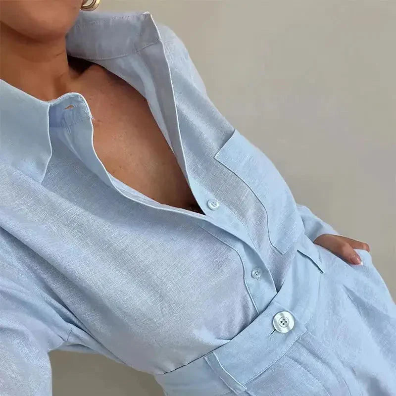 Agata Zullo™ Lekki komplet koszula i szorty na co dzień