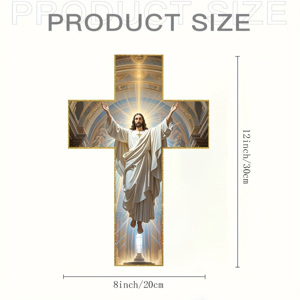 BlessedTimber™ Drewniany krzyż ścienny w stylu vintage z Jezusem