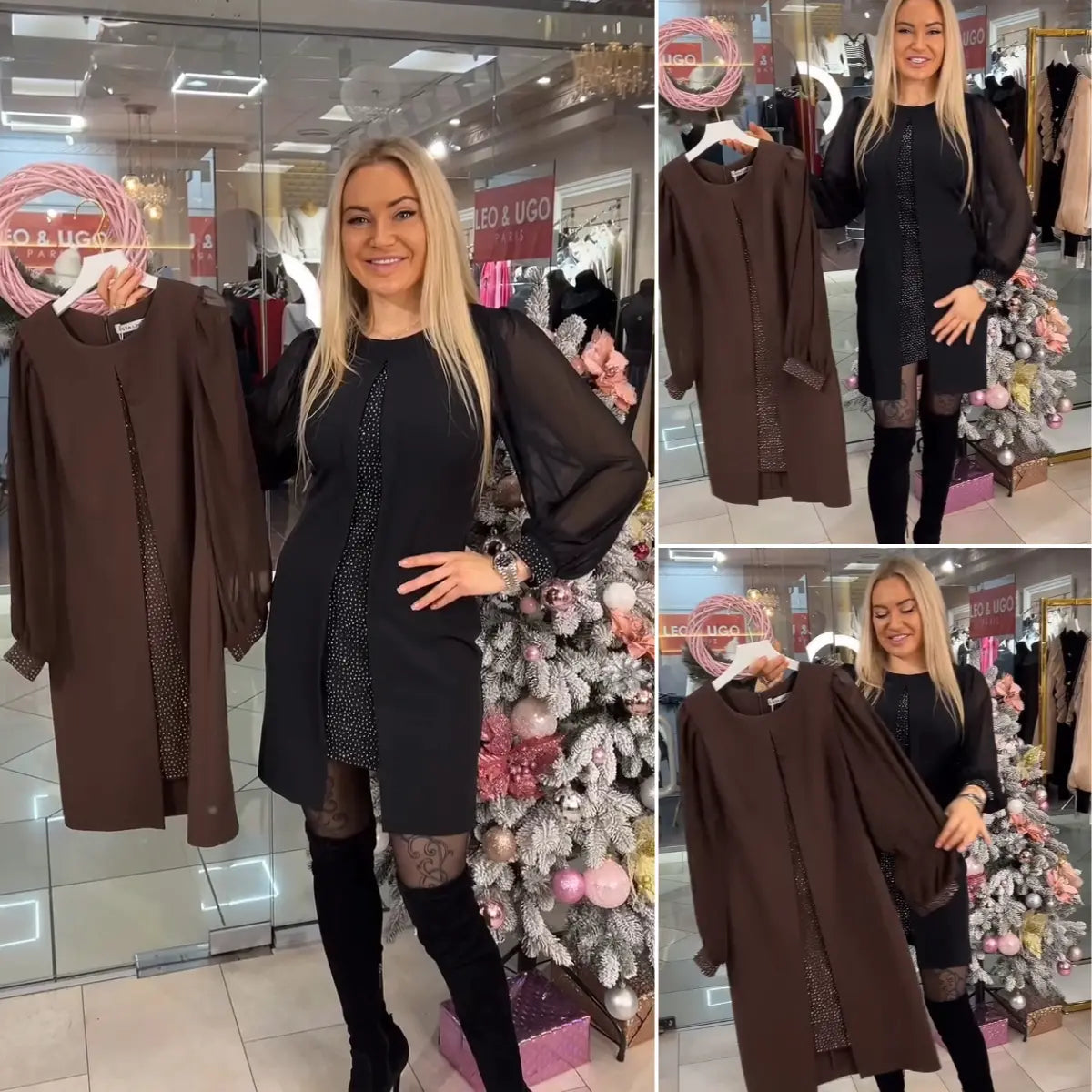 Olga Bassi™ Długa sukienka z rozcięciem