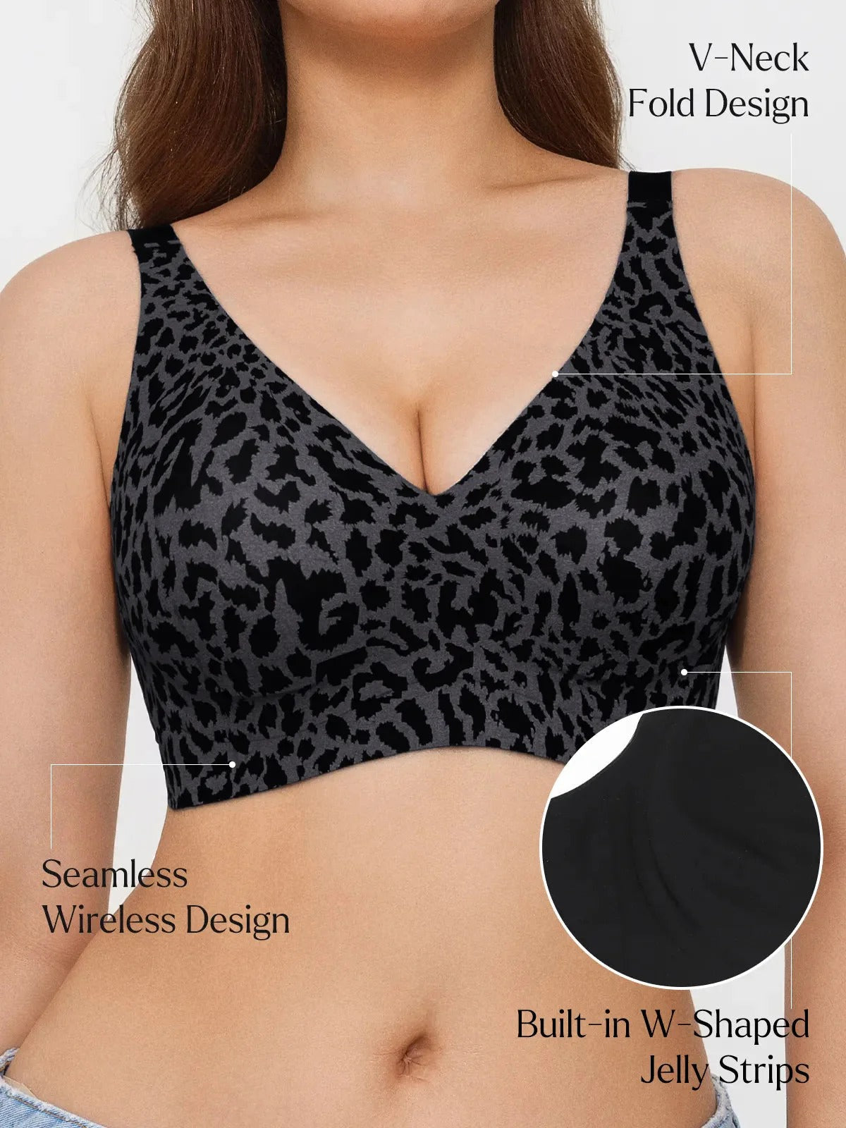 Velourette™ Bezszwowy Biustonosz Bralette bez Fiszbin z Głębokim Dekoltem V