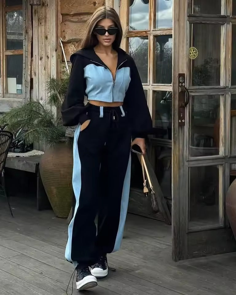 Viviana Franza™ Dwuczęściowy komplet sportowy z wzorem patchworkowym