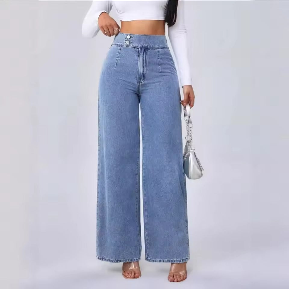 Adriana Russo™ proste jeansy z wysokim stanem o swobodnym kroju