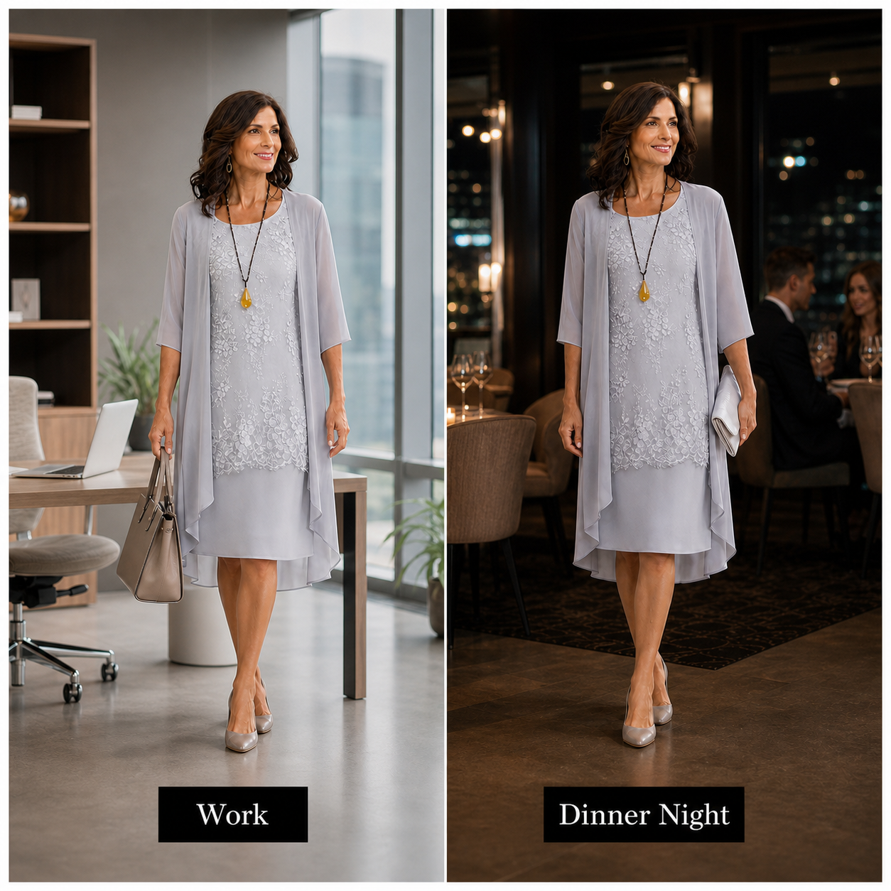 Rina Donadelli™ Elegancki komplet sukienka z kardiganem