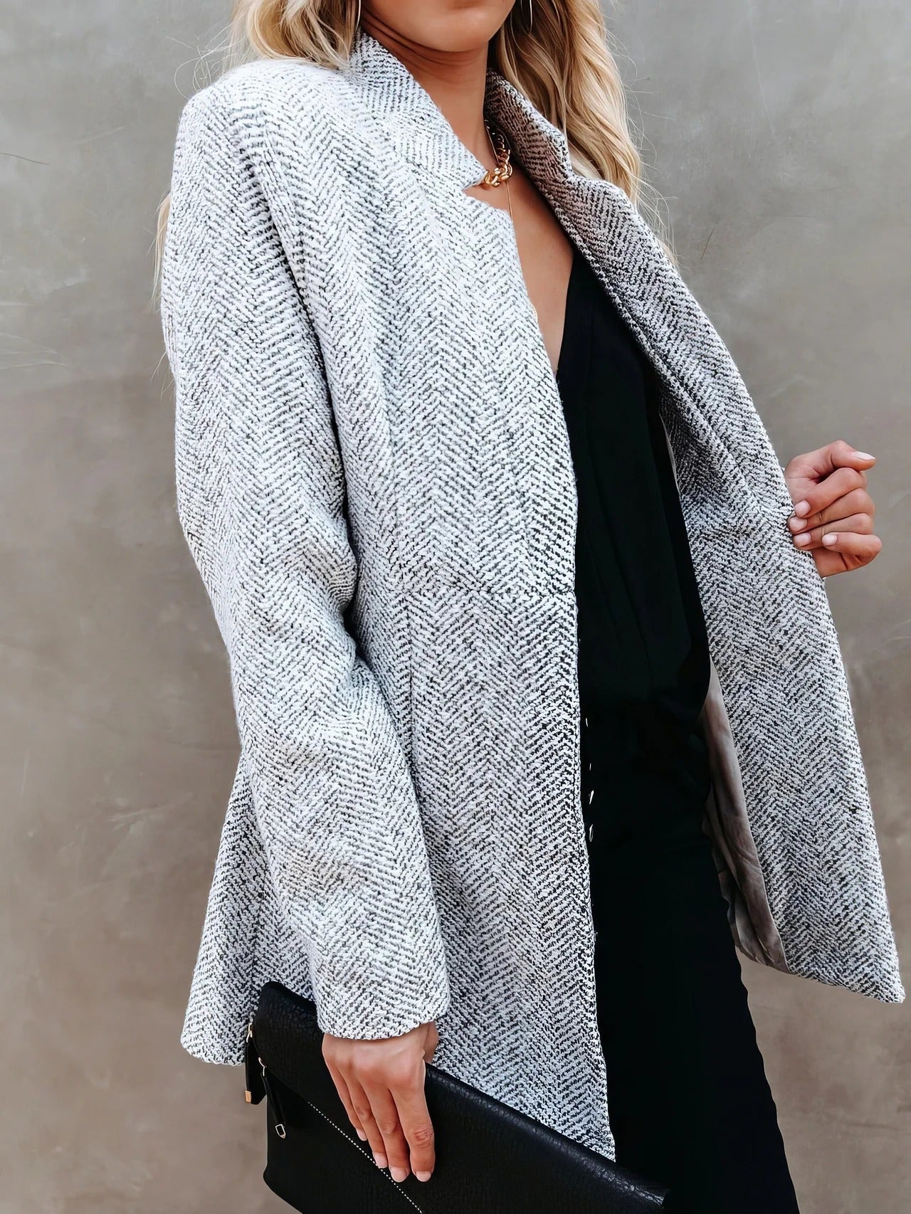 Ambra Ruggero™ Elegancka długa kurtka z kieszeniami