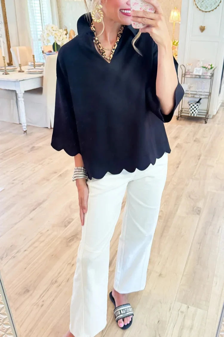 Anita Marotta™ Elegancka bluzka z falowanym dołem