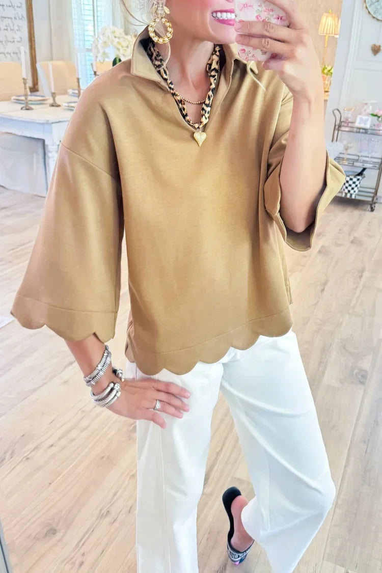 Anita Marotta™ Elegancka bluzka z falowanym dołem