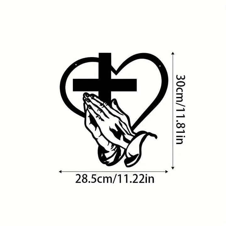 BlessHeart™ Elagancka, metalowa dekoracja ścienna z motywem modlitwy