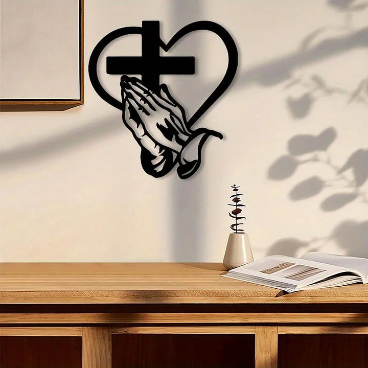 BlessHeart™ Elagancka, metalowa dekoracja ścienna z motywem modlitwy