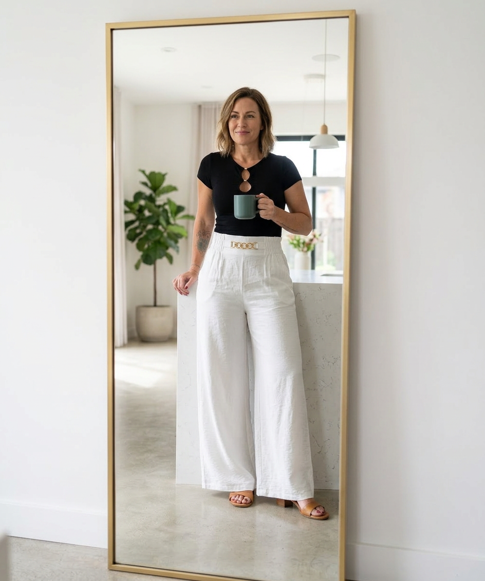 Carmela Catenozzi™ Eleganckie spodnie z szerokimi nogawkami wide-leg i łańcuszkiem