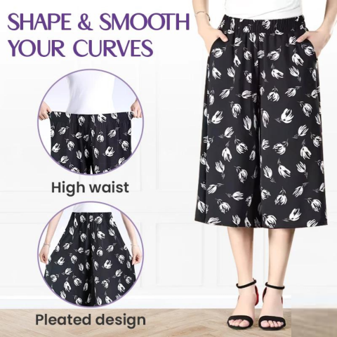 CurvyCharm™ Elastyczne spodnie z szeroką nogawką