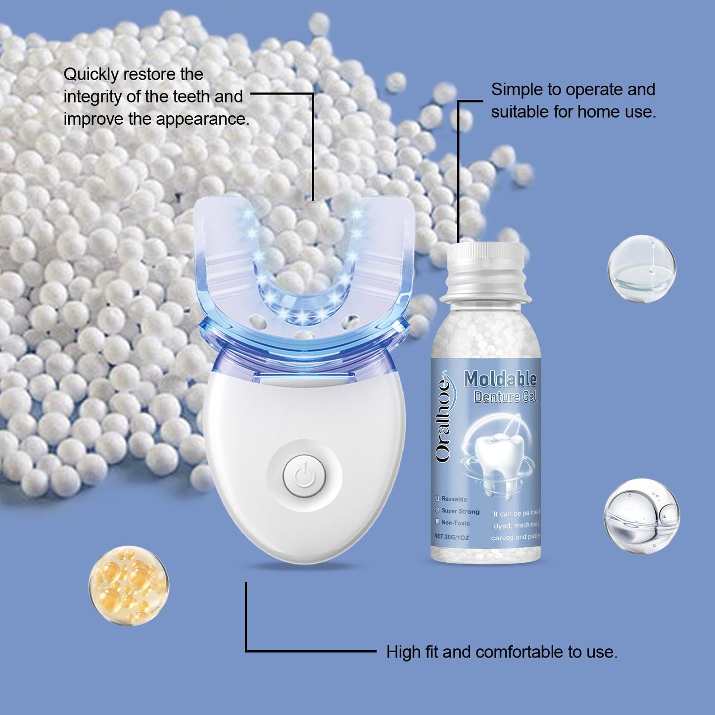 DentBlue™ Lampa utwardzająca światłem niebieskim i materiał do naprawy zębów