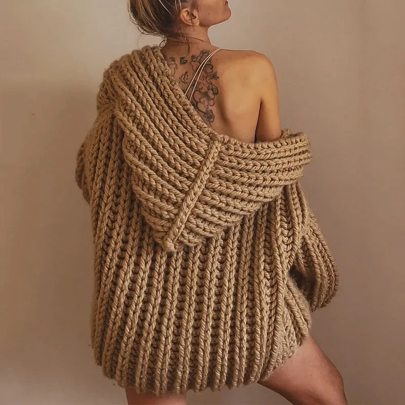Dixie™ Luźny, dzianinowy sweter z kapturem