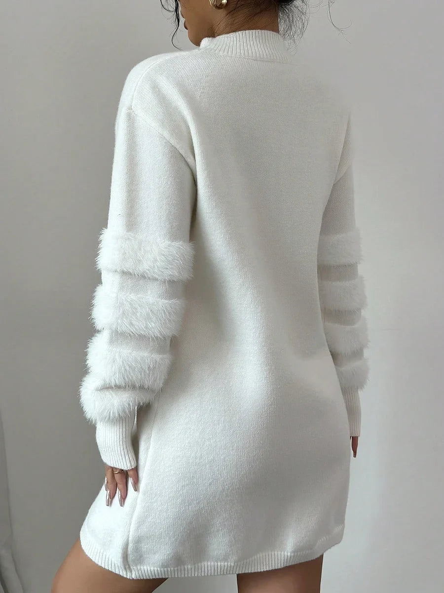 Elvira Di Gioia™ Elegancka zimowa sukienka z długimi rękawami