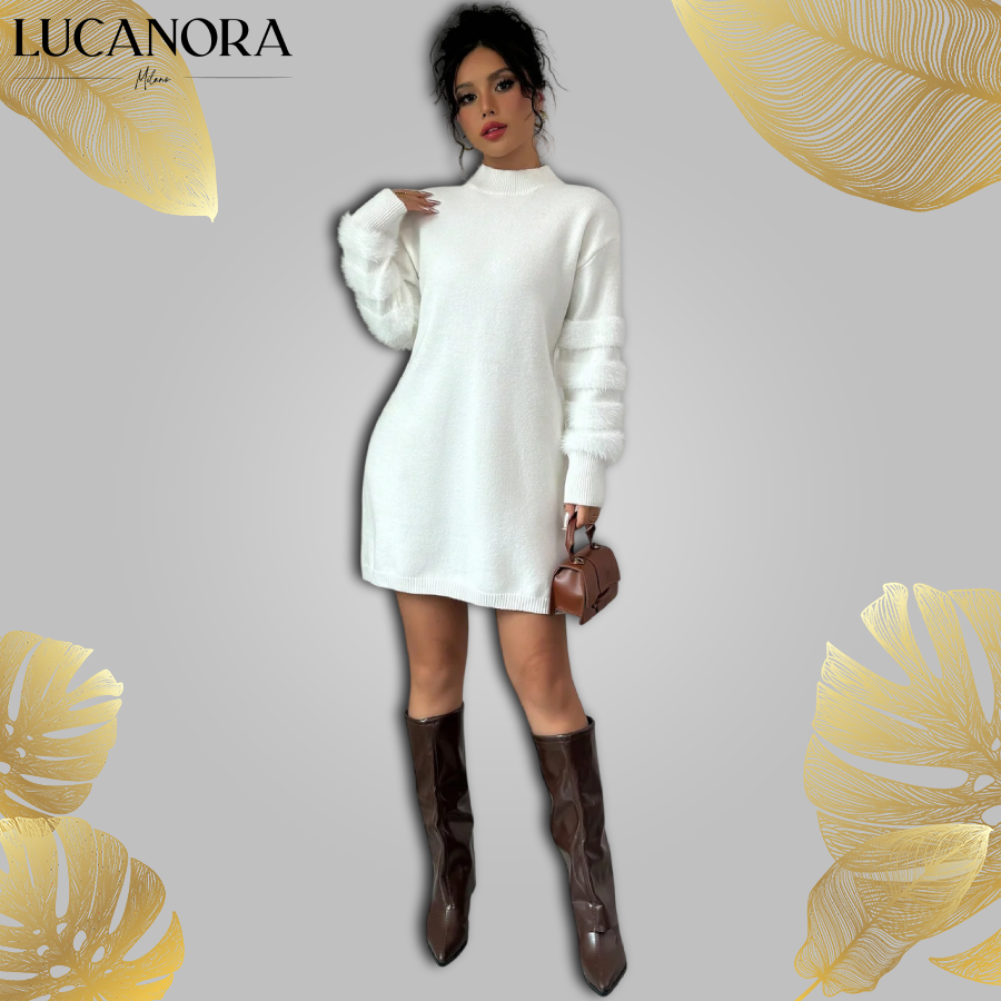 Elvira Di Gioia™ Elegancka zimowa sukienka z długimi rękawami