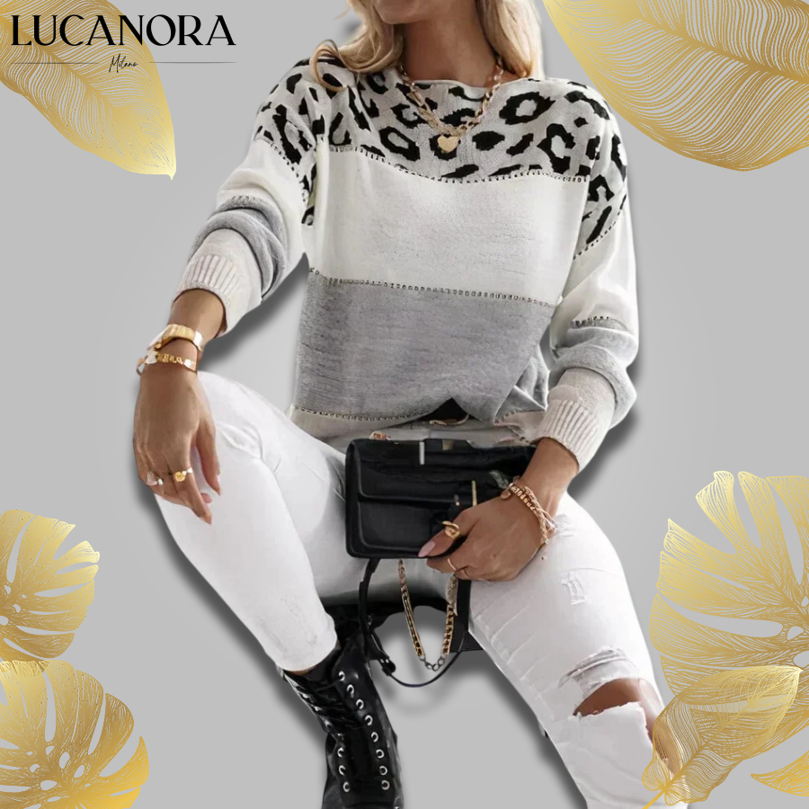 Elvira Cassese™ Sweter z nadrukiem w panterkę