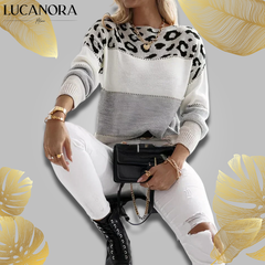 Elvira Cassese™ Sweter z nadrukiem w panterkę