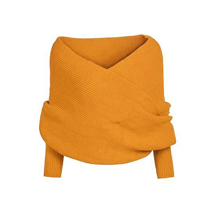 Esterina Riggi™ Sweter dzianinowy z kopertowym dekoltem