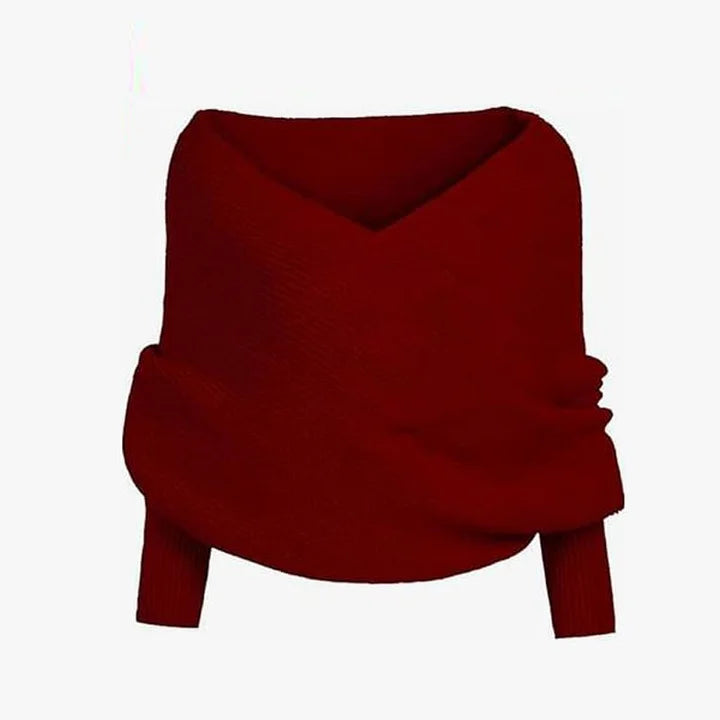 Esterina Riggi™ Sweter dzianinowy z kopertowym dekoltem