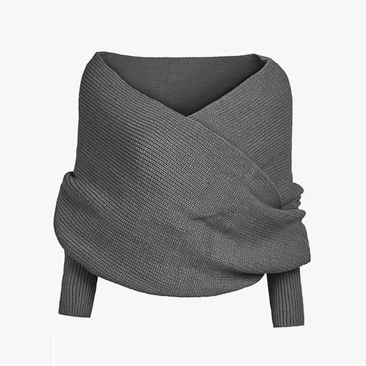 Esterina Riggi™ Sweter dzianinowy z kopertowym dekoltem