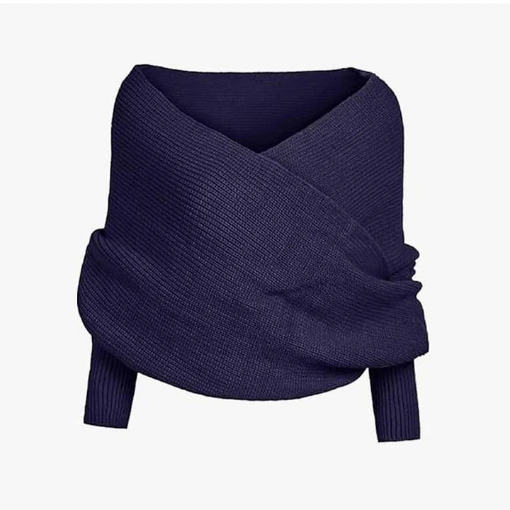 Esterina Riggi™ Sweter dzianinowy z kopertowym dekoltem