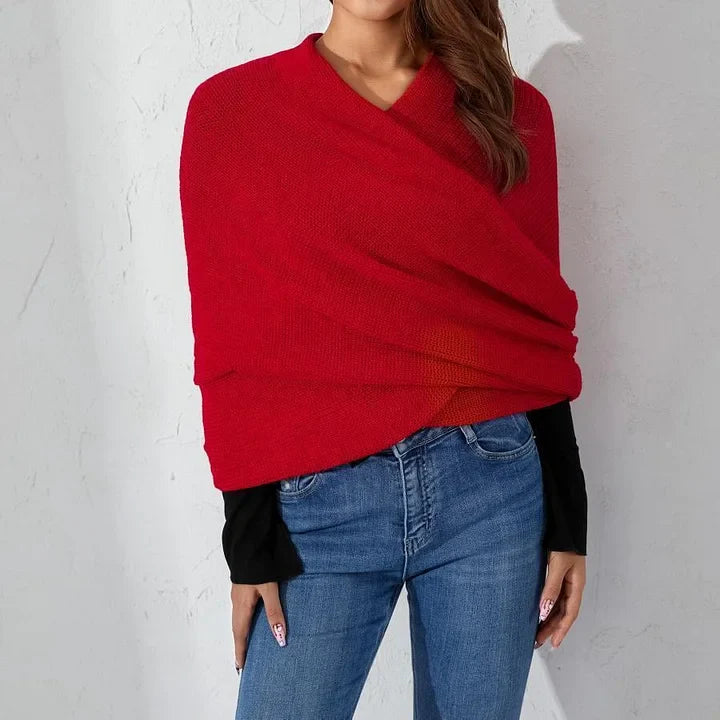 Esterina Riggi™ Sweter dzianinowy z kopertowym dekoltem