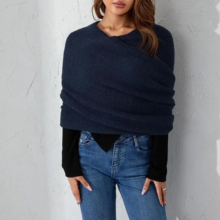 Esterina Riggi™ Sweter dzianinowy z kopertowym dekoltem