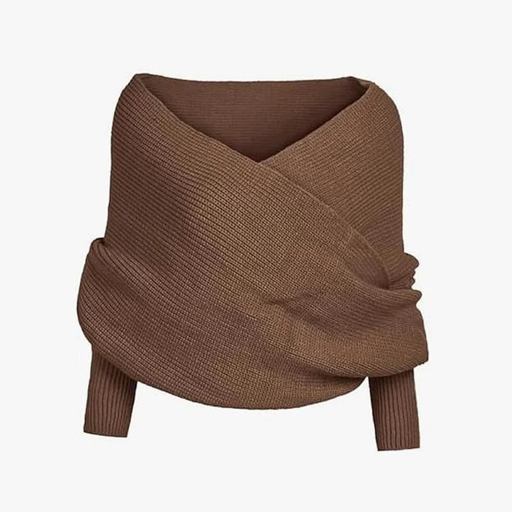 Esterina Riggi™ Sweter dzianinowy z kopertowym dekoltem