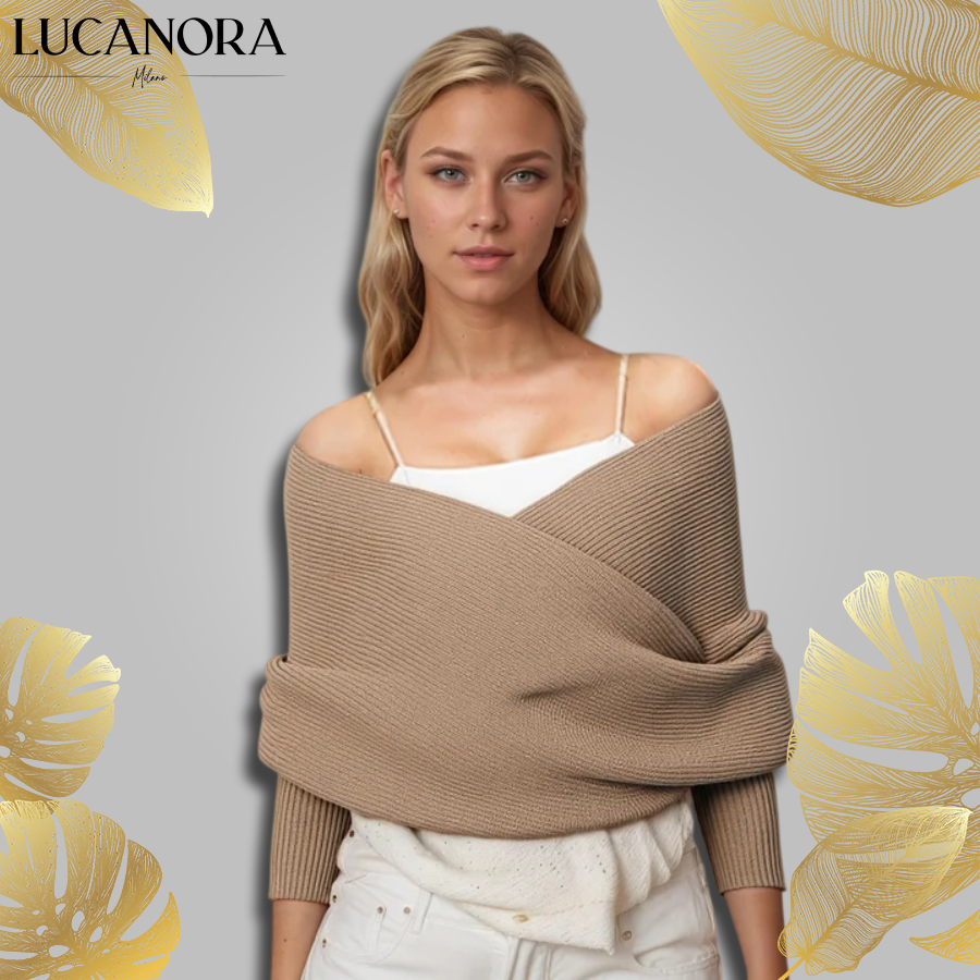 Esterina Riggi™ Sweter dzianinowy z kopertowym dekoltem