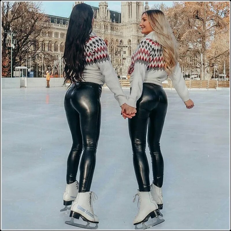Evonne™ Ciepłe legginsy skórzane