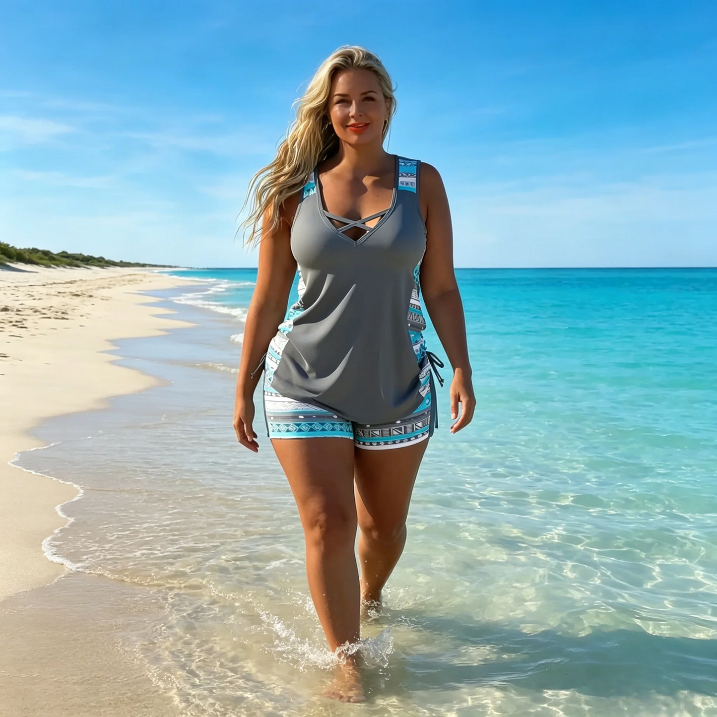 Fausta Borgognini™ Elegancki tankini z wzorem