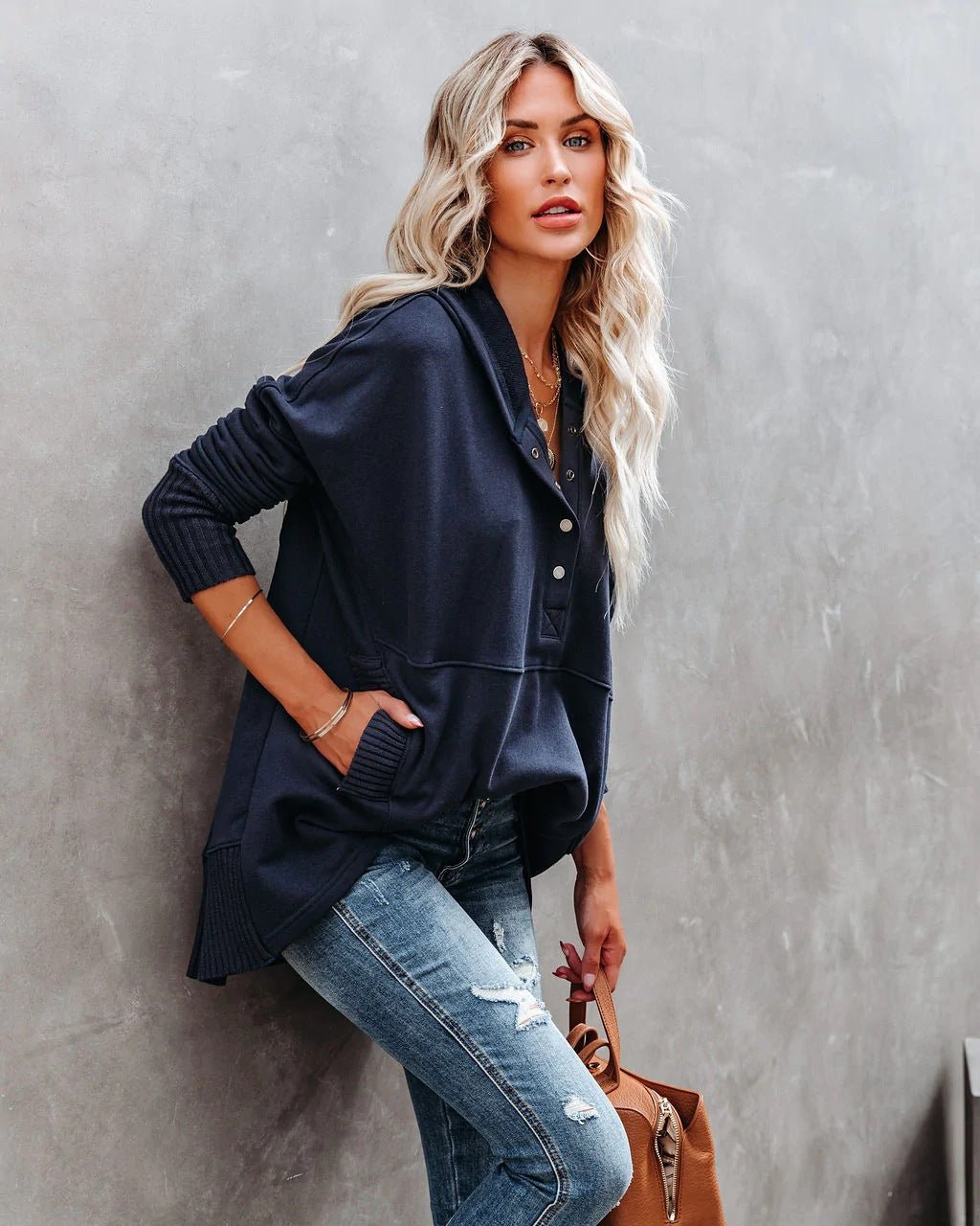 Fina Piccio™️ Bluza oversize z kapturem i otworami na kciuki
