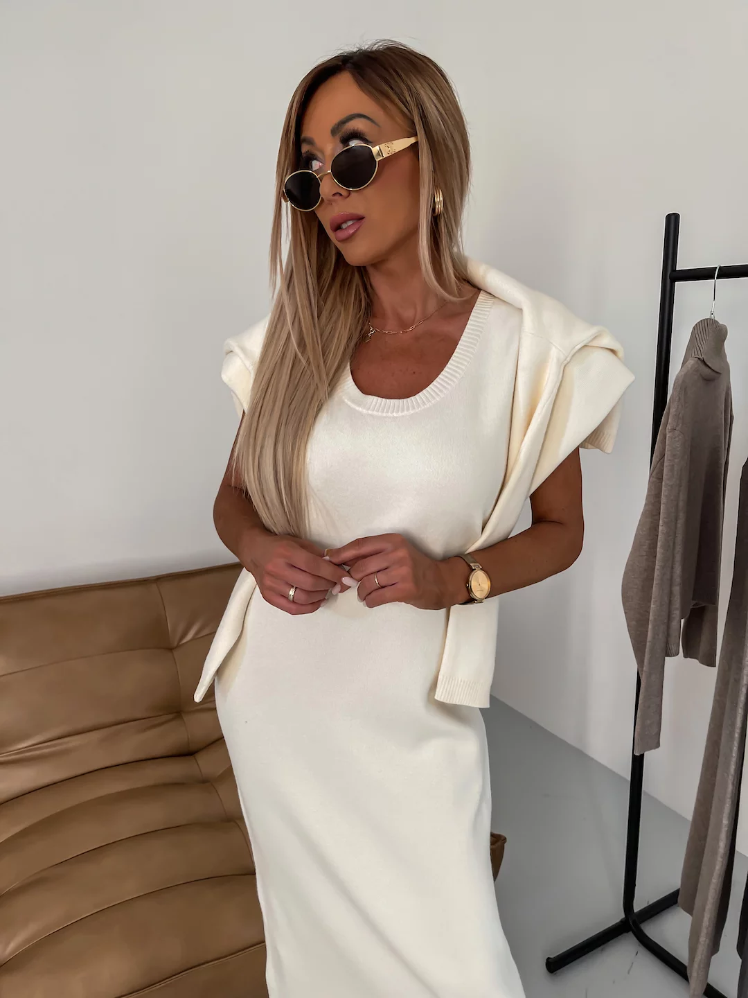Flavia Lauletta™ Elegancki zestaw sukienka maxi i sweter