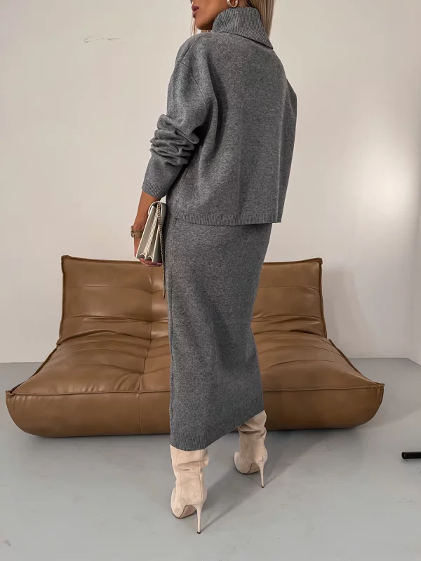 Flavia Lauletta™ Elegancki zestaw sukienka maxi i sweter