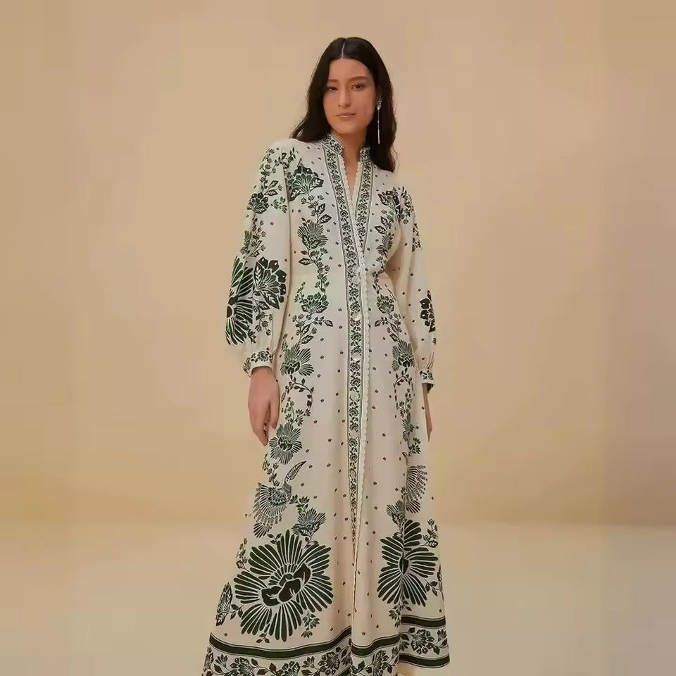 Flora Recine™ Damska sukienka boho z dekoltem V