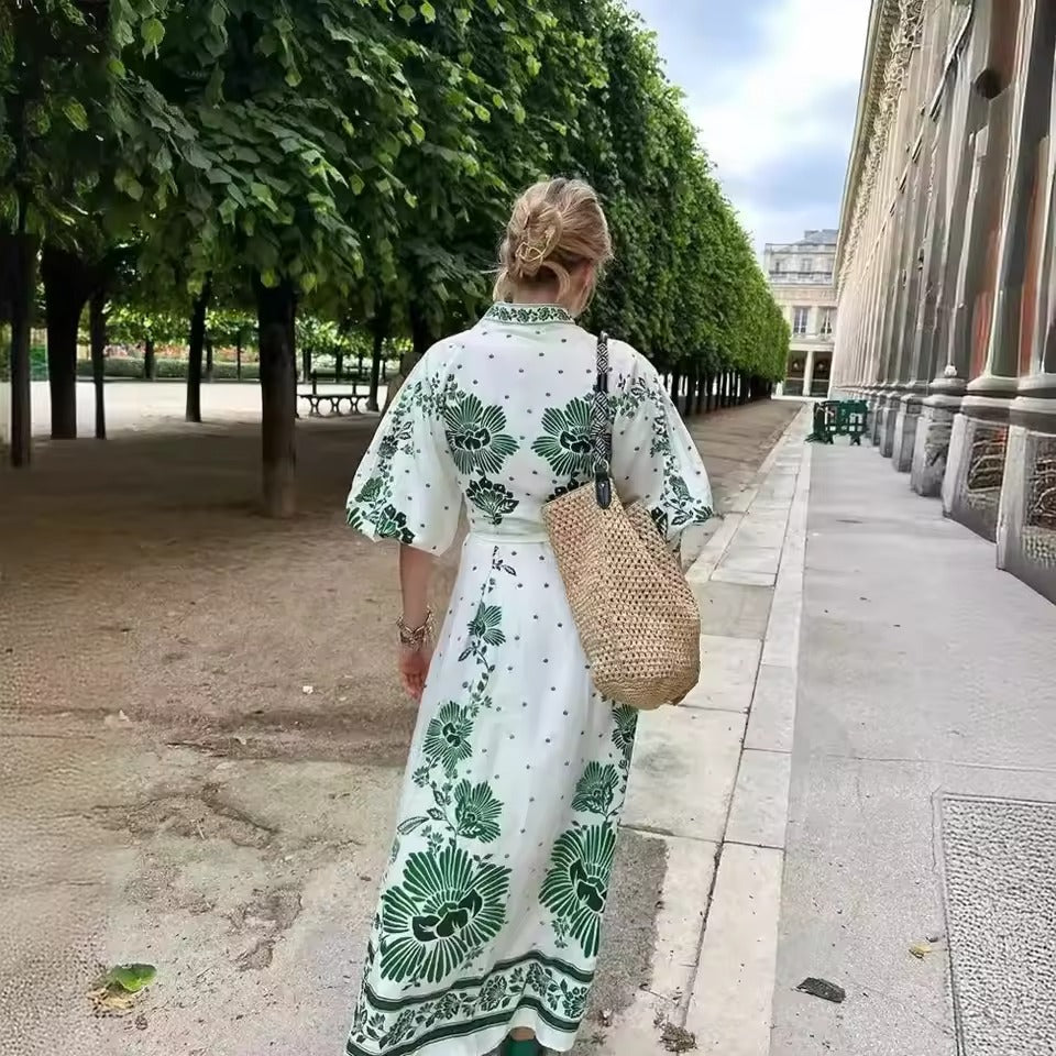 Flora Recine™ Damska sukienka boho z dekoltem V