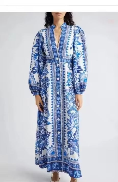 Flora Recine™ Damska sukienka boho z dekoltem V