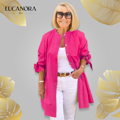 Flora Di Mascio™ Modna długa koszula-marynarka dla kobiet