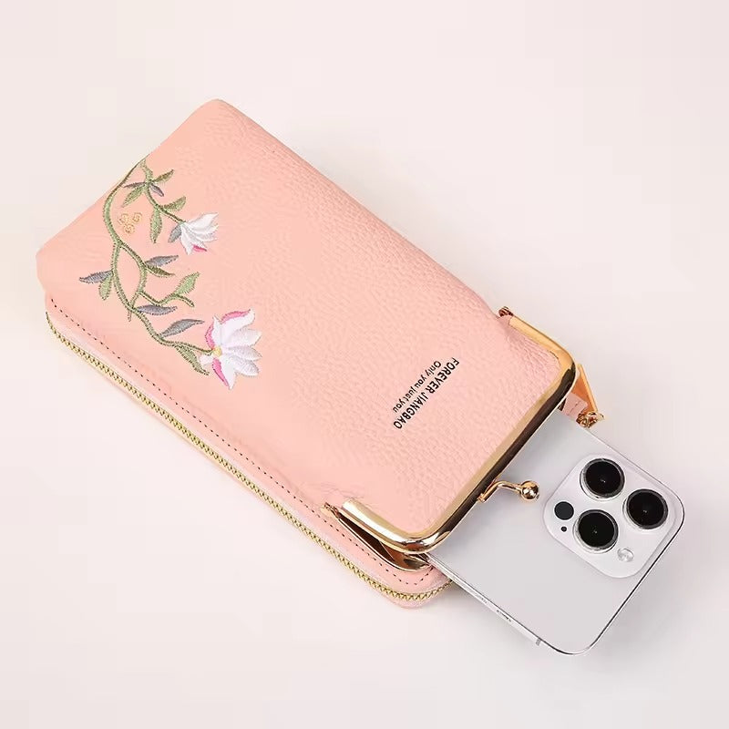 Forever Jiangbao™ Damski portfel na ramię z kieszenią na telefon