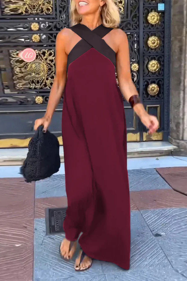 Guenda Savona™ Sukienka maxi bez rękawów z dekoltem na krzyż