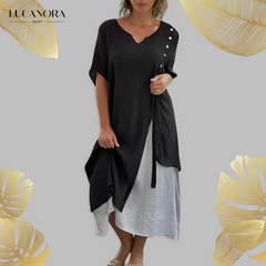Jemma Onio™ Plus Size Asymetryczna Długa Sukienka