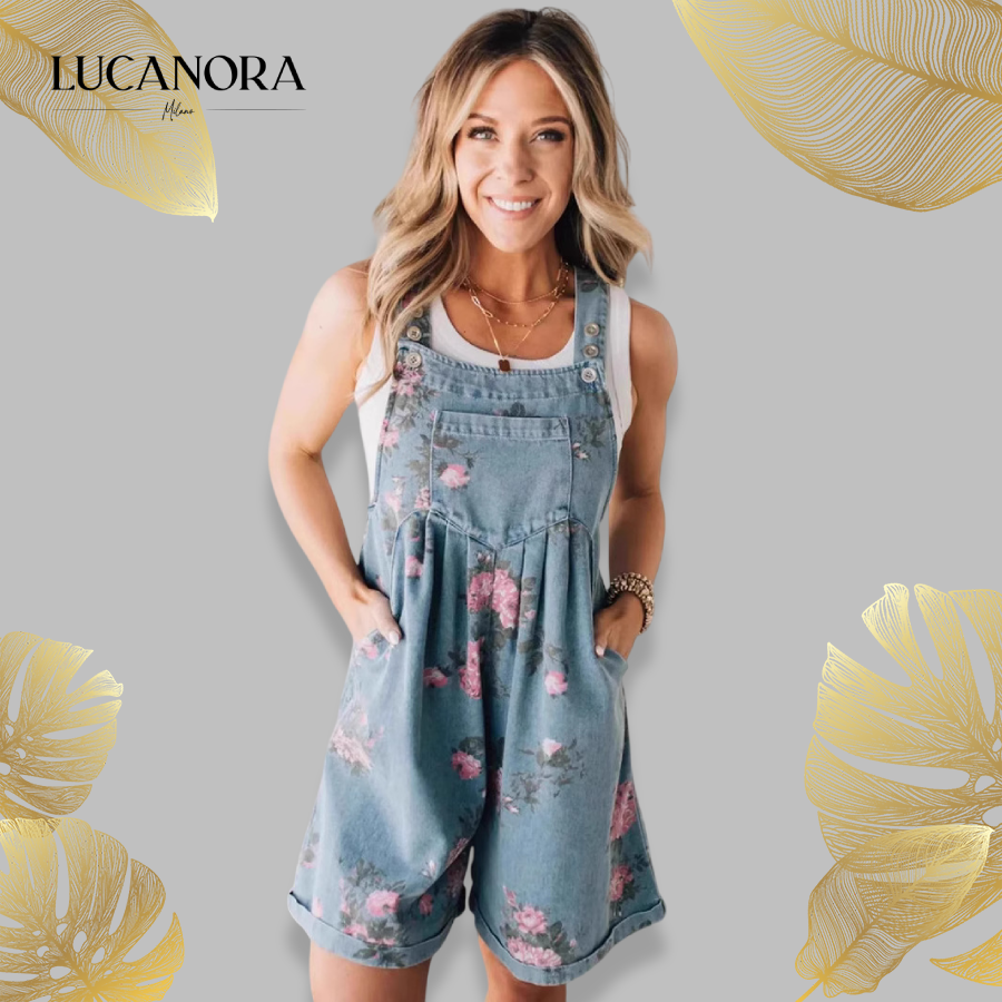 Leonia Bonzo™ Dżinsowy kombinezon w stylu vintage w kwiaty