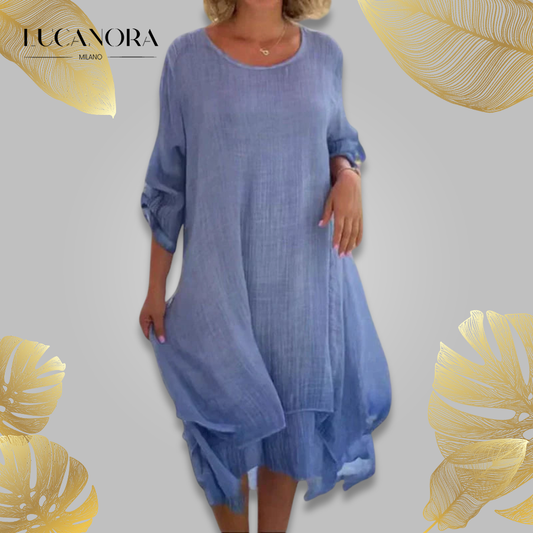 Lisa Vincenzo™ Elegancka sukienka z okrągłym dekoltem o luźnym kroju