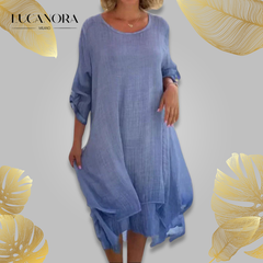 Lisa Vincenzo™ Elegancka sukienka z okrągłym dekoltem o luźnym kroju