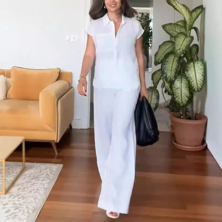 Magda Di Lallo™ – elegancki dwuczęściowy komplet z bluzką i spodniami