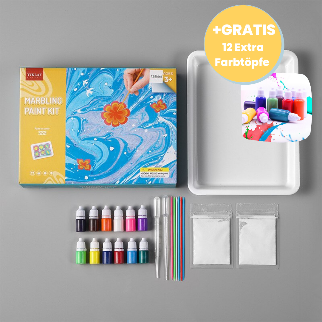 Marbling Paint Kit+™ Zestaw do malowania marmurowych wzorów | Twórz dzieła sztuki w kilka sekund!