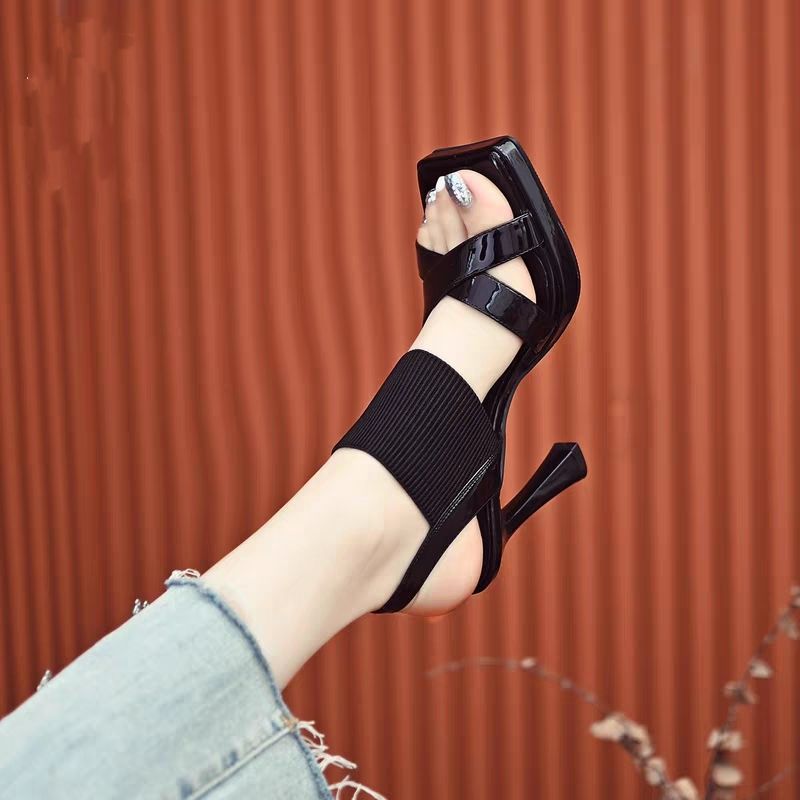 Marcella Mancini™ Eleganckie buty na słupku z kwadratowym noskiem i elastycznym paskiem