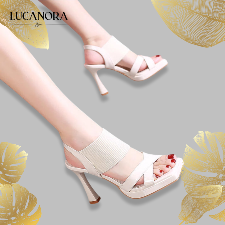 Marcella Mancini™ Eleganckie buty na słupku z kwadratowym noskiem i elastycznym paskiem