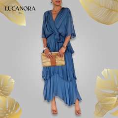 Moira Corda™ Elegancka sukienka warstwowa z dekoltem w serek