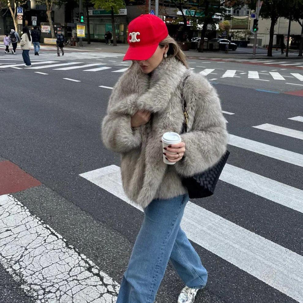Morgana™ Stylowy płaszcz ze sztucznego futra