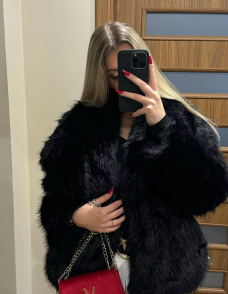 Morgana™ Stylowy płaszcz ze sztucznego futra